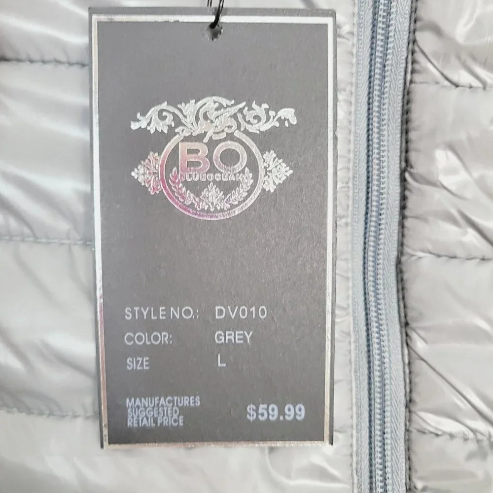Vintage Blue Ocean Collection Puffer Vest Lightweight Liquid Gray Y2K Large NEW